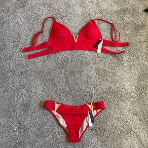 NWT Victoria’s Secret Red Bikini with Gold Detailing